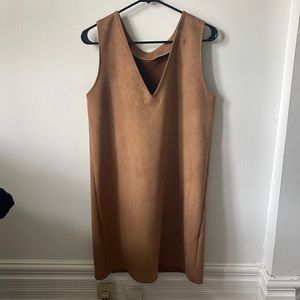 Brown faux suede shift dress